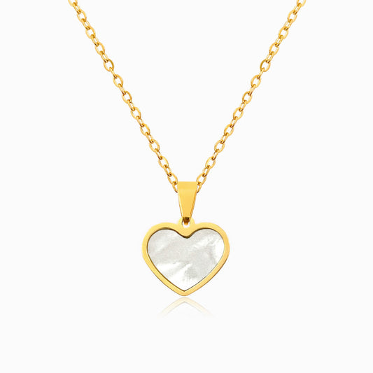 Colar Coração CL1072 - Aço Inox Dourado com Madrepérola