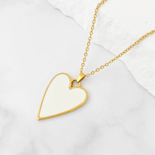 Colar Coração CL1210 - Aço Inox com Esmalte