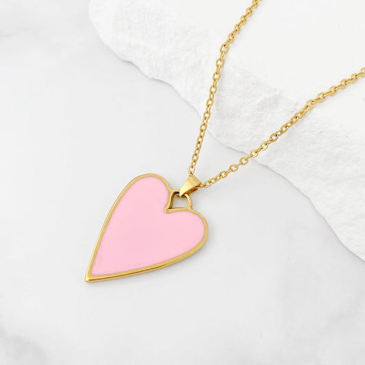 Colar Coração CL1211 - Aço Inox com Esmalte