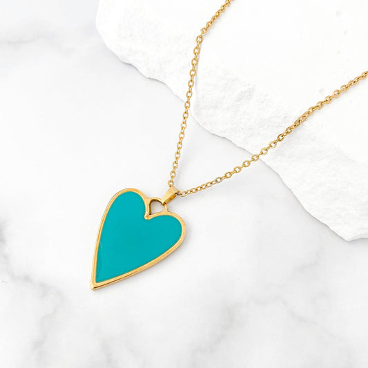 Colar Coração CL1213 - Aço Inox com Esmalte