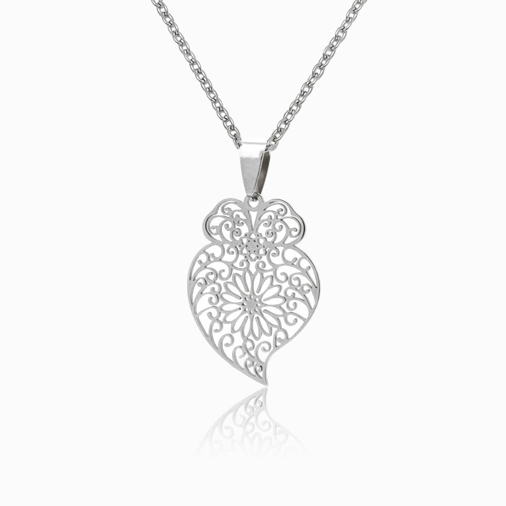 Colar Coração de Viana CL1053 - Aço Inox Prateado