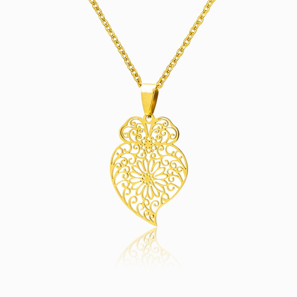 Colar Coração de Viana CL1053 - Aço Inox Dourado