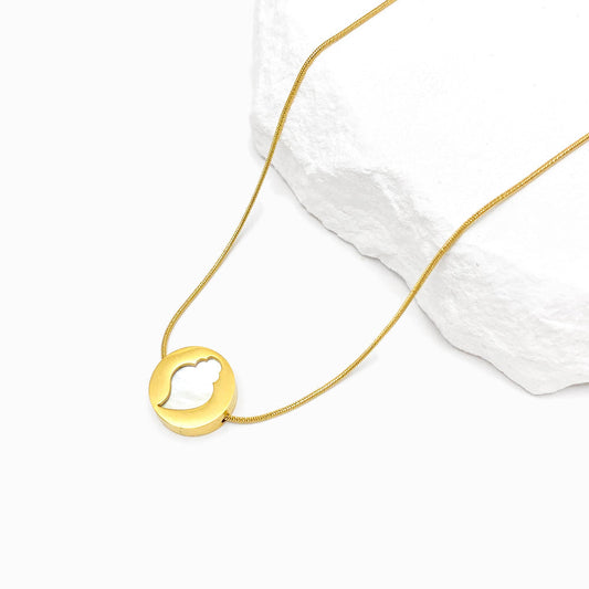 Colar Coração de Viana CL1278 - Aço Inox Dourado com Madrepérola