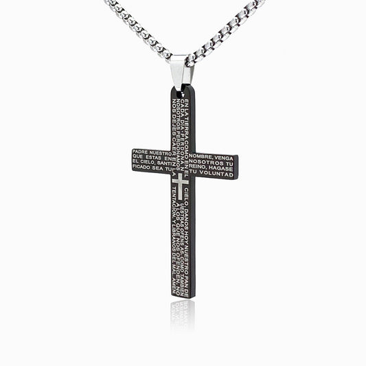 Colar Cruz com Orações CL5078 - Aço Inox