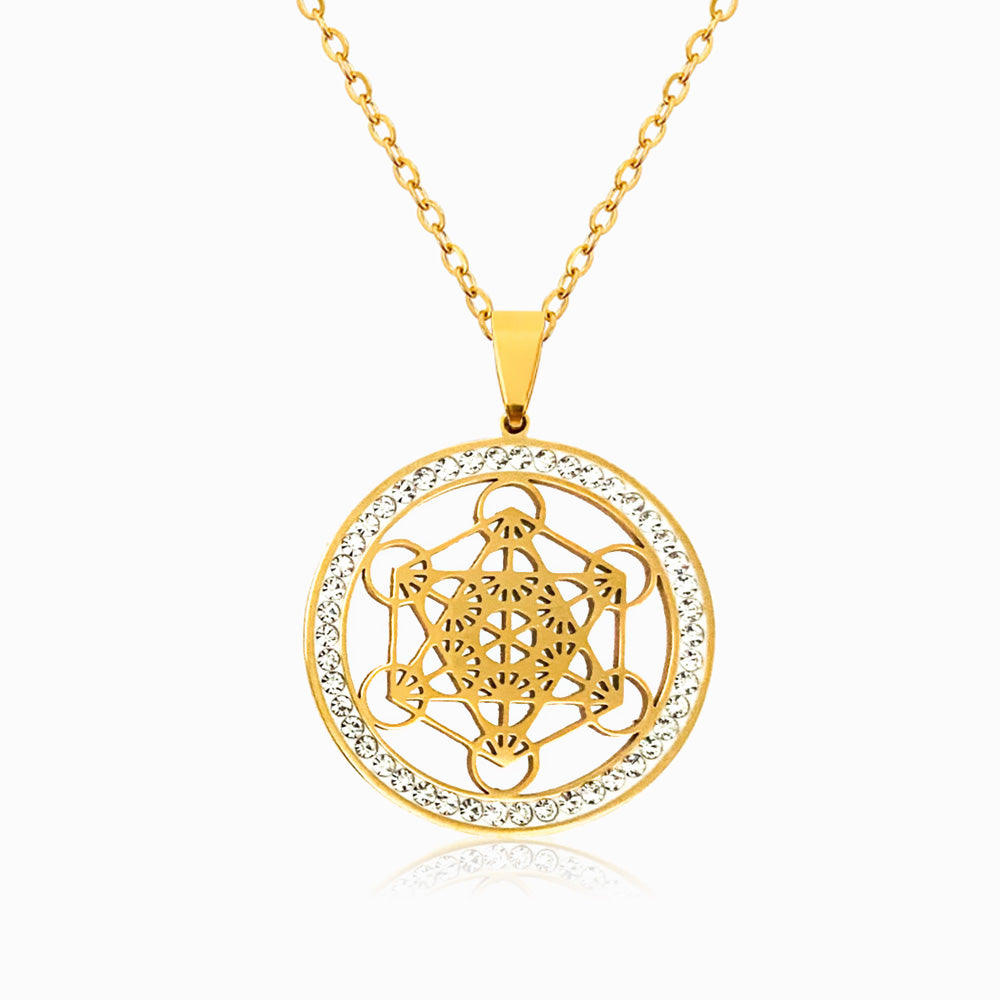 Colar Cubo de Metatron CL1259 - Aço Inox Dourado