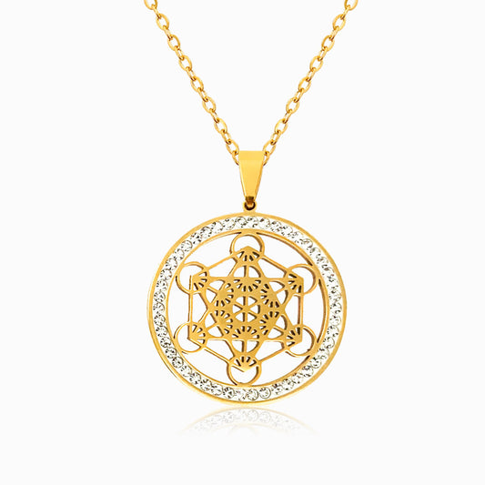 Colar Cubo de Metatron CL1259 - Aço Inox Dourado