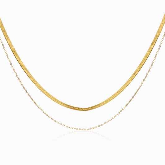 Colar Duplo CL2021 - Aço Inox Dourado