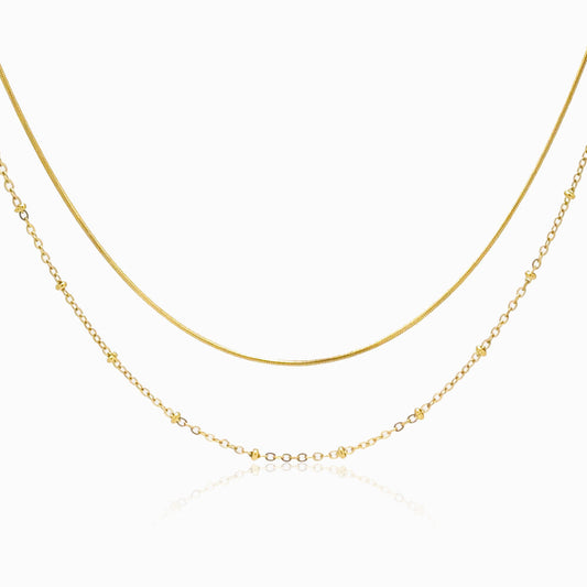 Colar Duplo CL2022 - Aço Inox Dourado