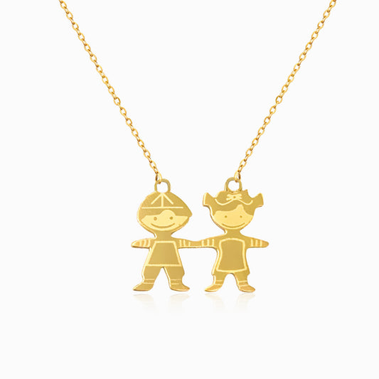 Colar Menina e Menino CL1477 - Aço Inox Dourado