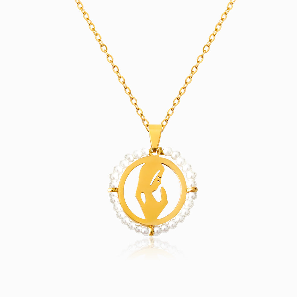 Colar Nossa Senhora CL1092 - Aço Inox Dourado com Pérola