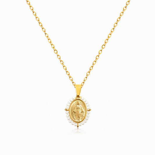 Colar Nossa Senhora CL1513 - Aço Inox com Pérola