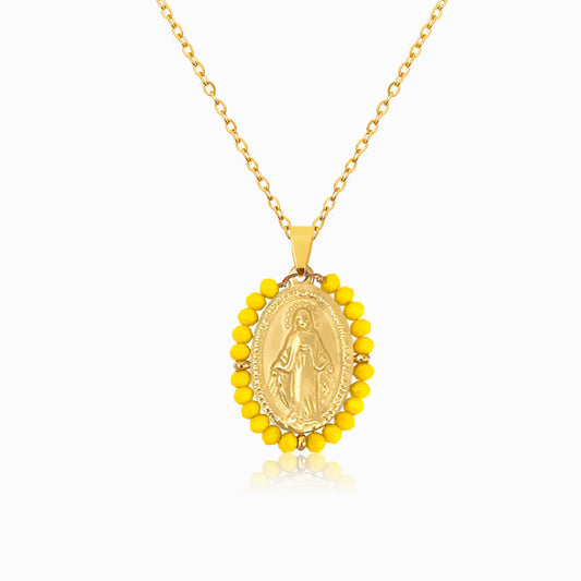 Colar Nossa Senhora CL1512 - Aço Inox Dourado com Cristal