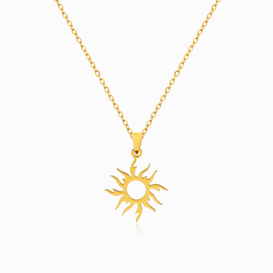 Colar Sol CL1160 - Aço Inox Dourado em Fundo Branco