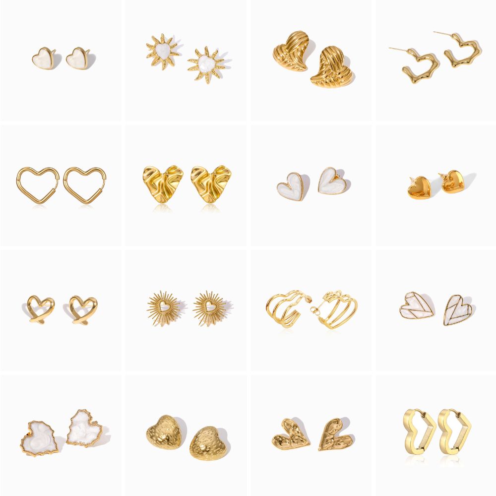 Conjunto 10 Pares de Brincos Coração BR1585 - Aço Inox