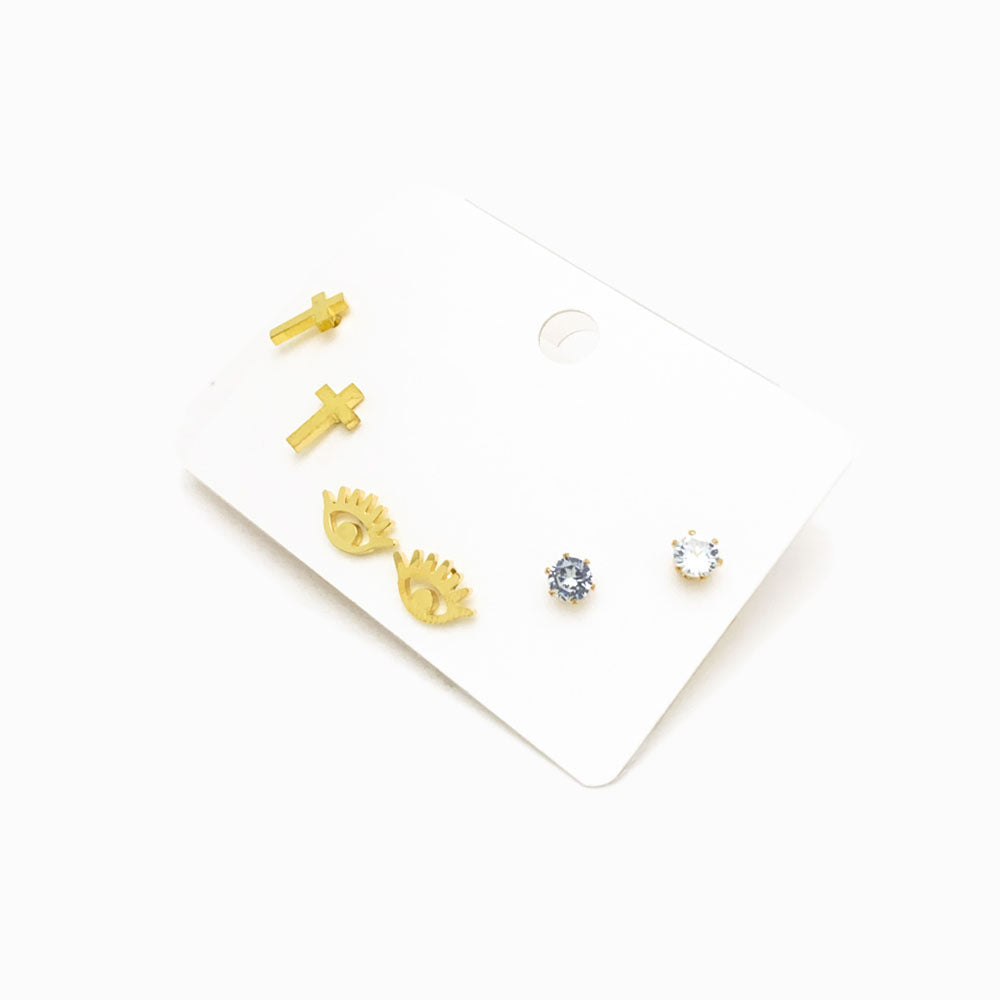 Pack 6un Brinco Aço Inox Dourado
