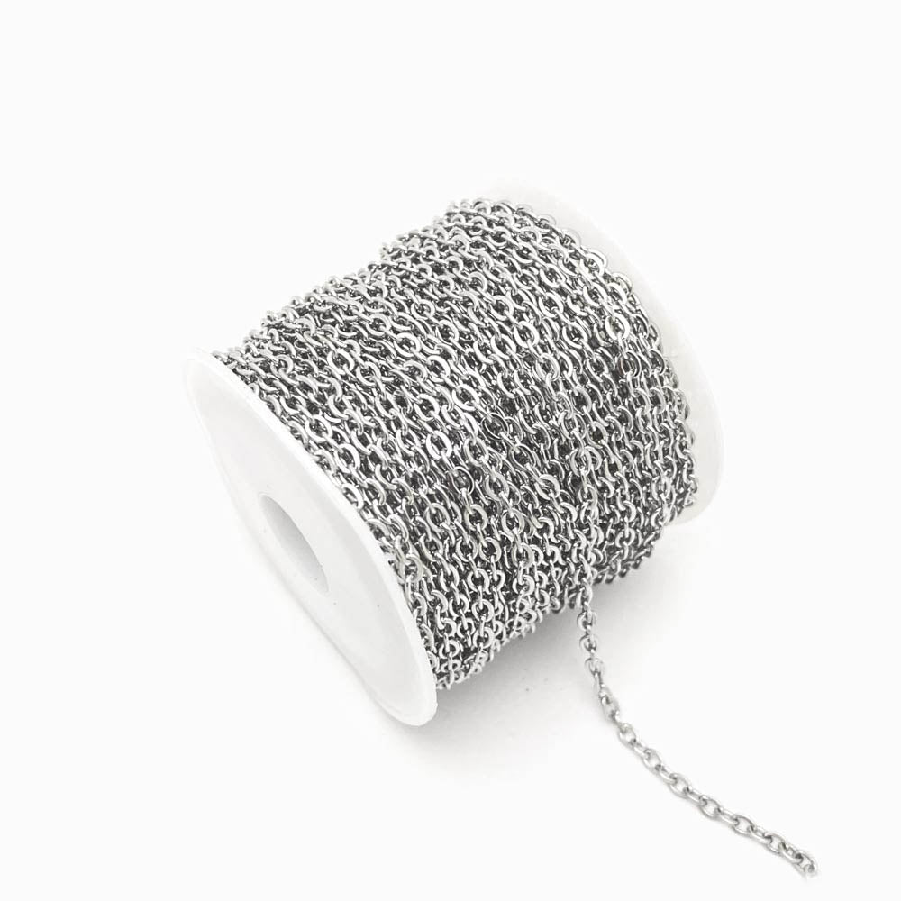 Rolo 10m Corrente Elo Oval Achatado - Aço Inox Prateado