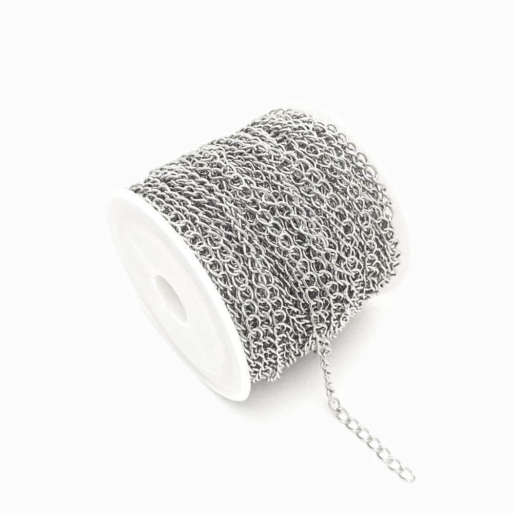 Rolo 10m Corrente Elo Oval para Extensão - Aço Inox Prateado