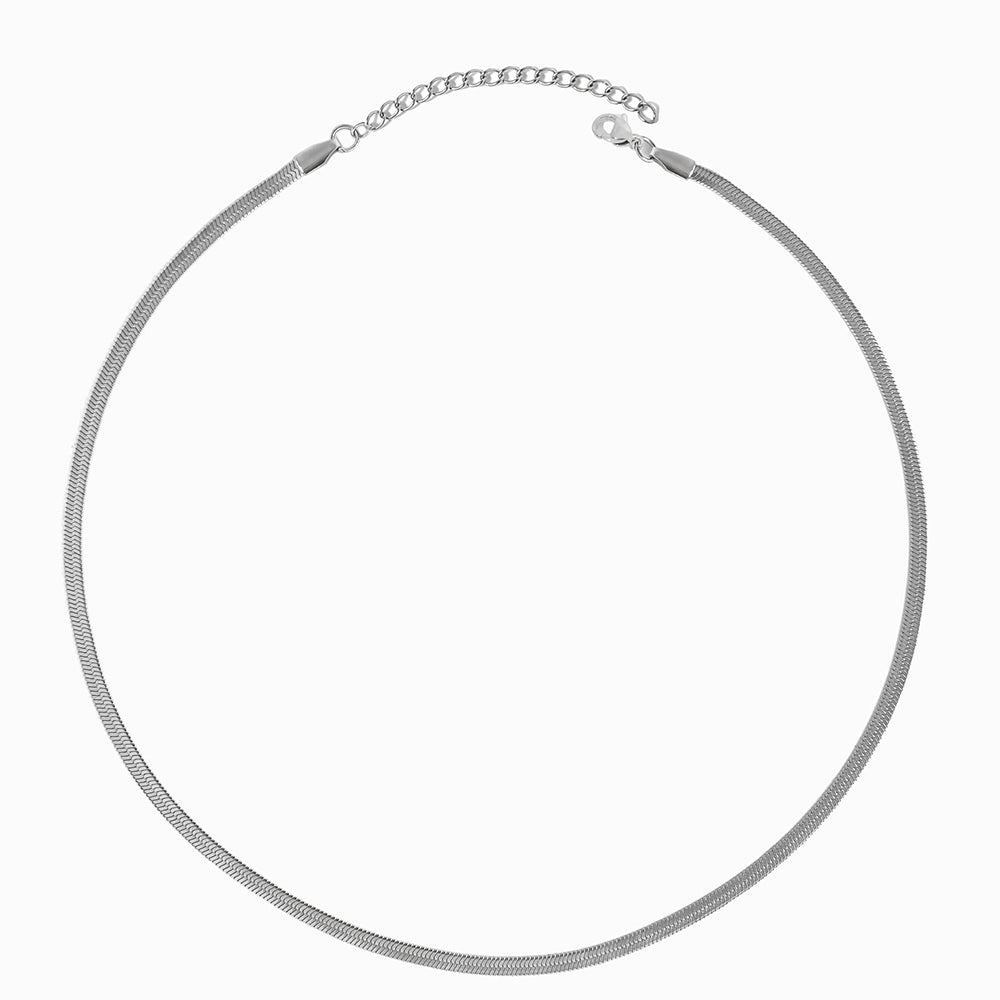 Fio Malha Snake Achatada 3mm CL1733 - Aço Inox Prateado