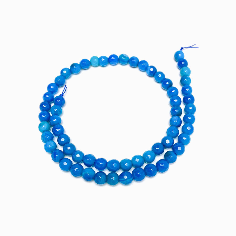 Blue Agate Beads Faceted 6mm