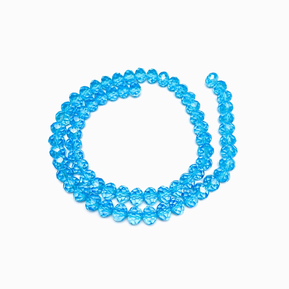 Fiada Contas Cristal Facetado Transparente Azul Piscina 8mm
