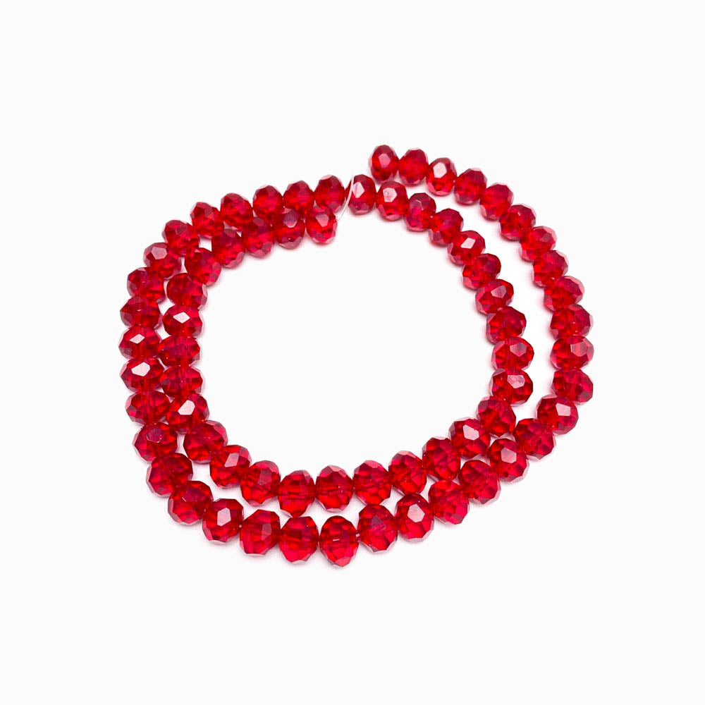Fiada Contas de Cristal de Vidro Facetado Transparente Vermelho 8mm