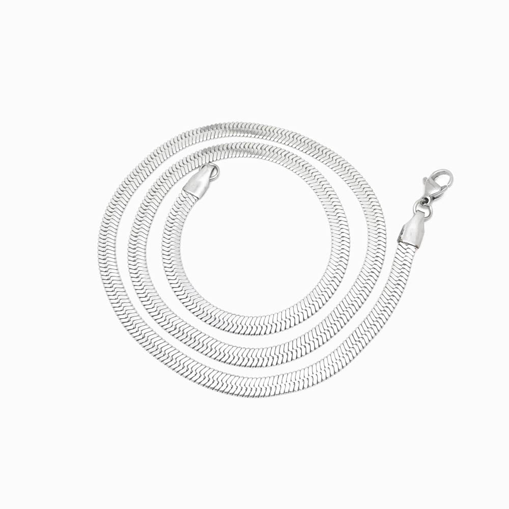 Pack 5un Fio Malha Snake Achatada 4mm - Aço Inox
