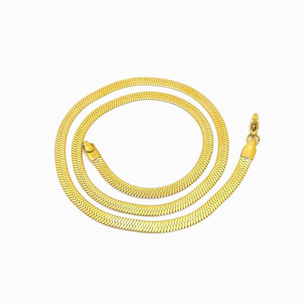 Pack 5un Fio Malha Snake Achatada 4mm - Aço Inox