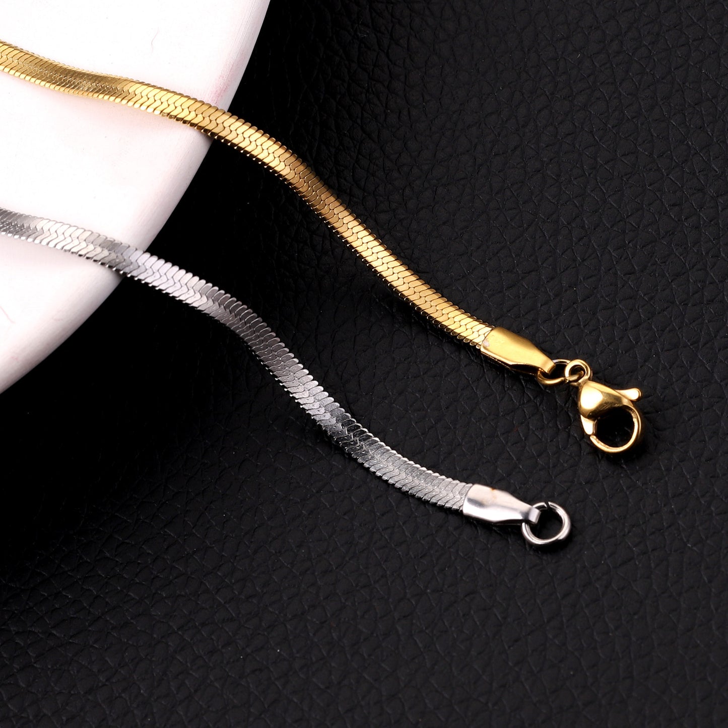 Pack 5un Fio Malha Snake Achatada 4mm - Aço Inox