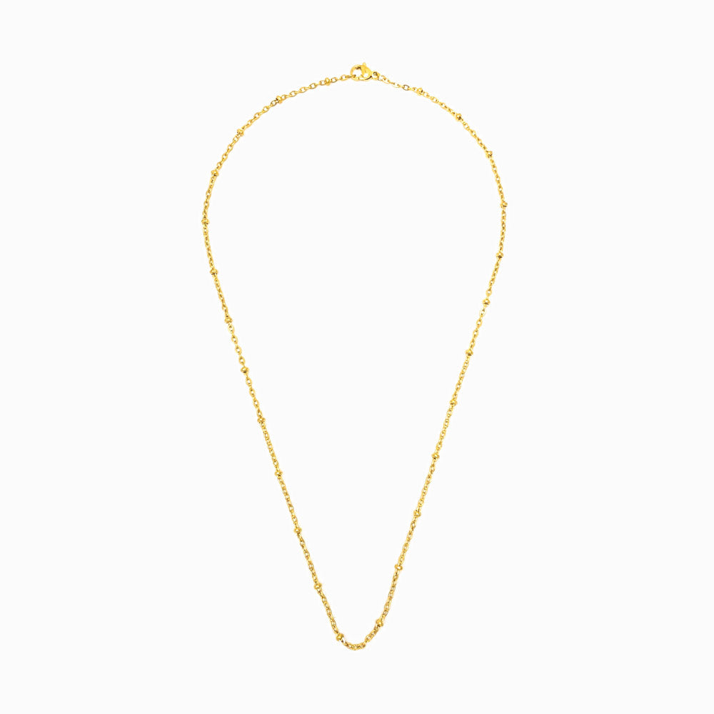 Fio Elo Oval Achatado com Bolinas 2mm Aço Inox Dourado