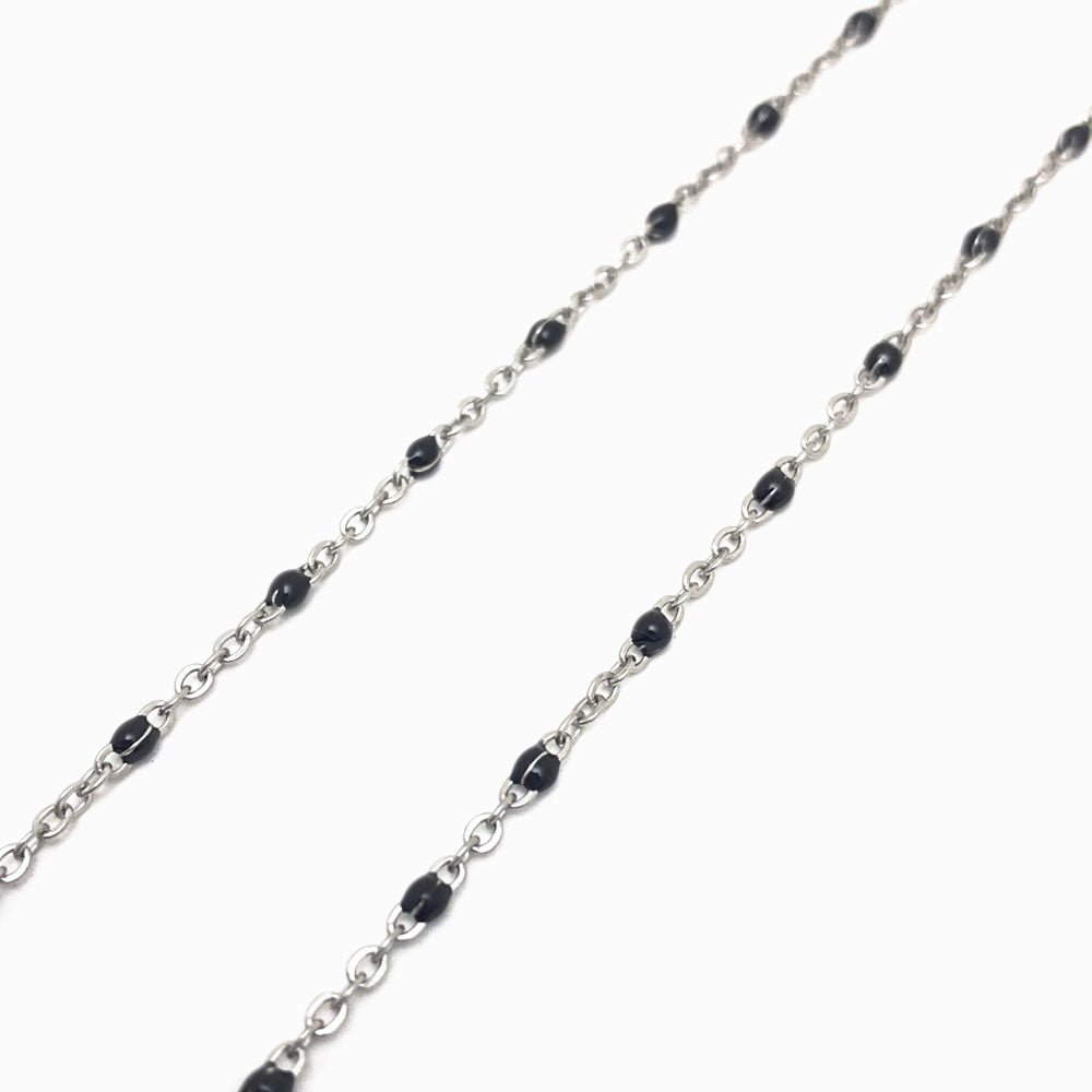 Fio Elo Oval Achatado com Verniz Preto com Detalhes