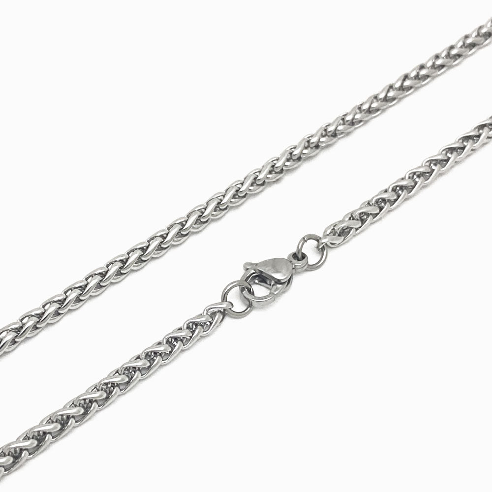 Fio Malha Entrelaçada 3mm - Aço Inox Prateado com Detalhes