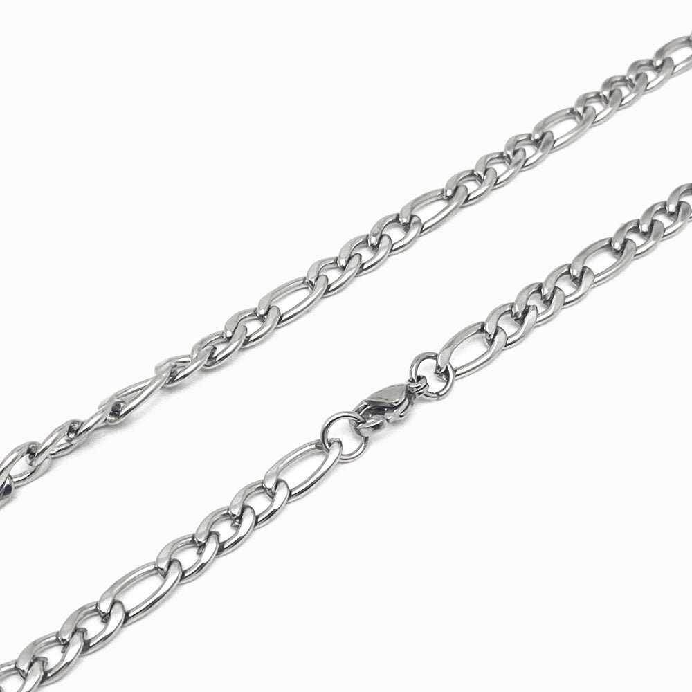 Fio Malha Fígaro 5mm - Aço Inox Prateado com Detalhes