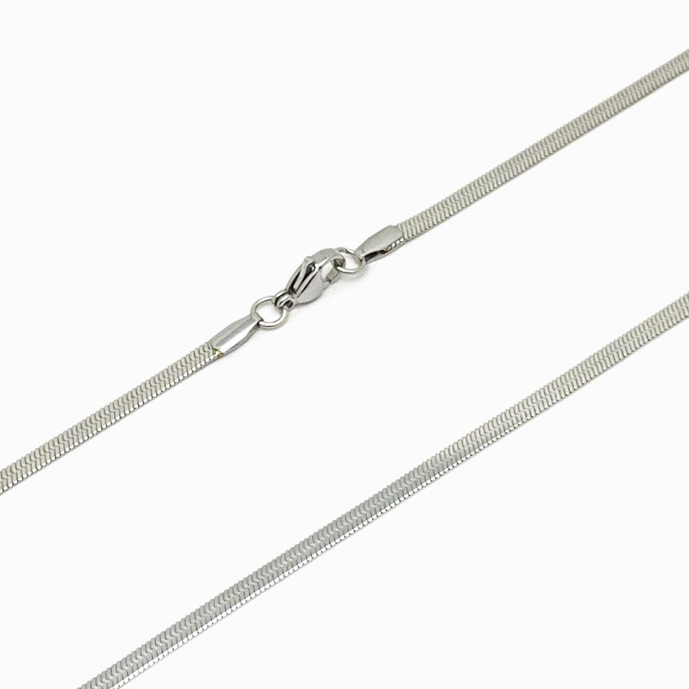Fio Malha Snake Achatada 3mm - Aço Inox Prateado com Detalhes
