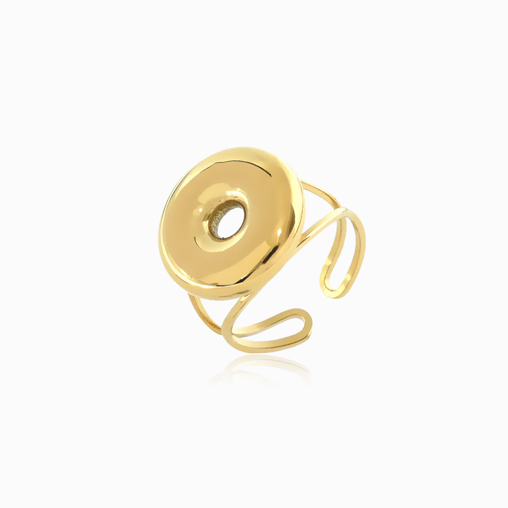 Anel Geométrico JZ1417 - Aço Inox Dourado
