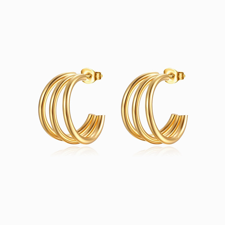 Brincos de Argola 25mm BR1365 - Aço Inox Dourado