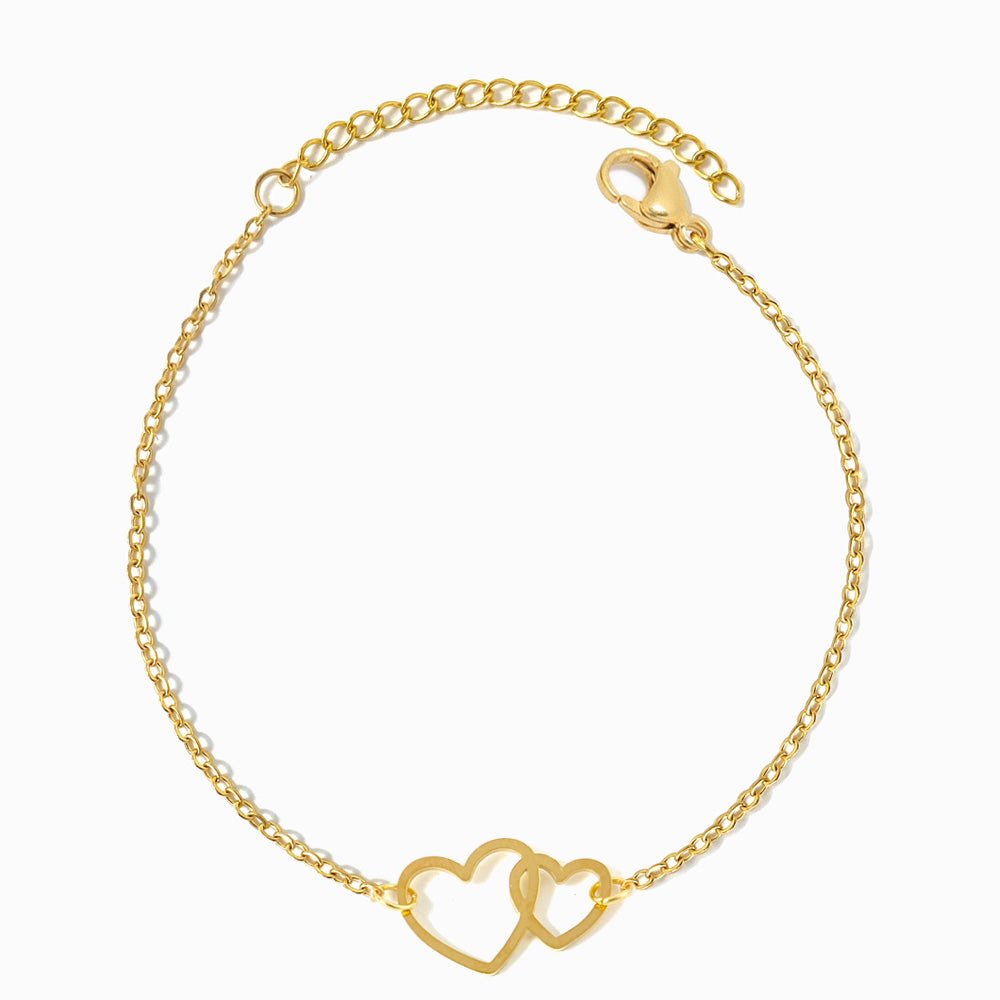 Pulseira com Corações SL2193 - Aço Inox Dourado