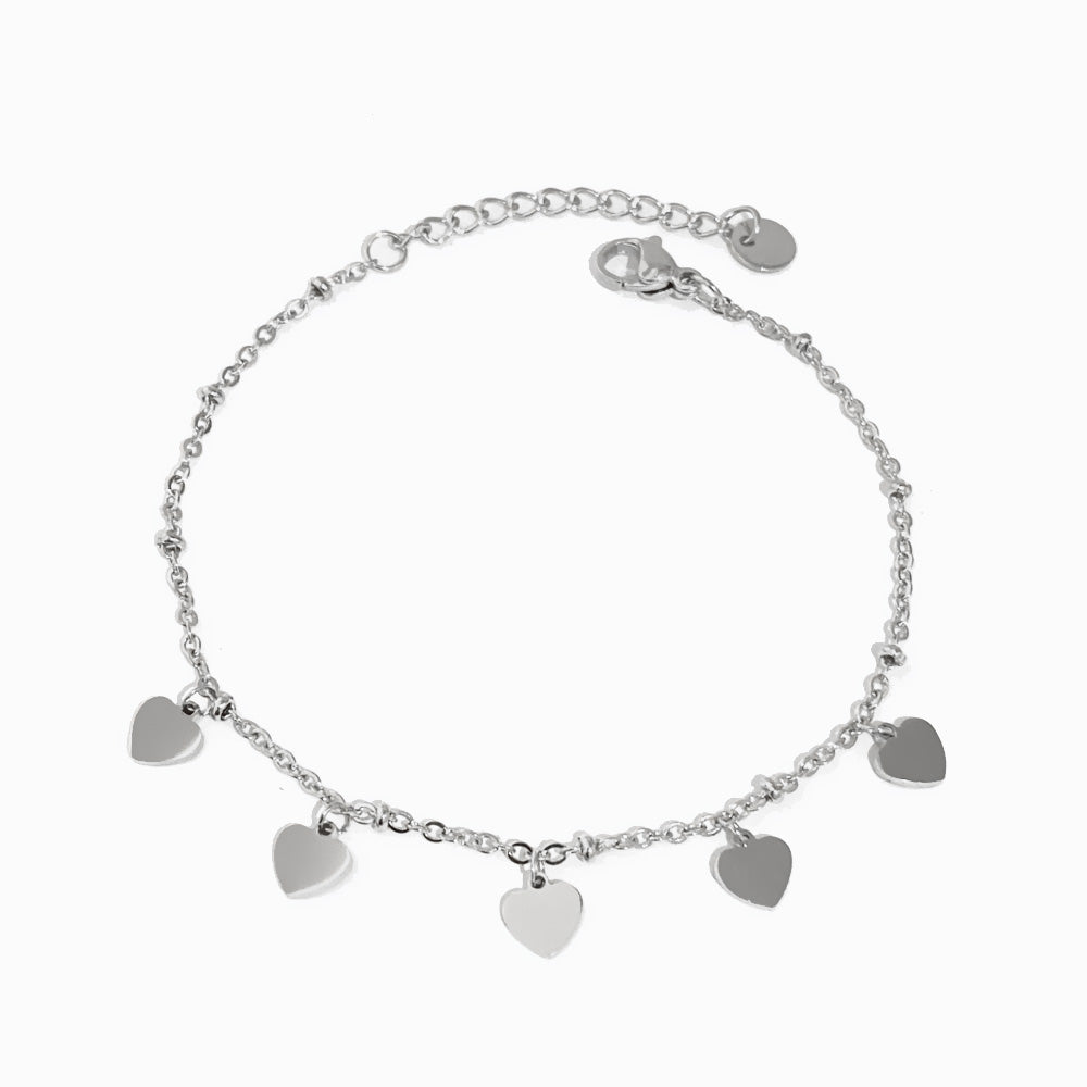 Pulseira com Corações SL3099 - Aço Inox Prateado