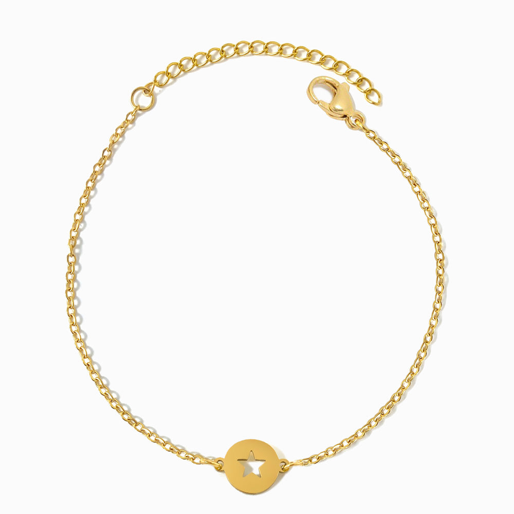 Pulseira com Estrela SL2192 - Aço Inox Dourado
