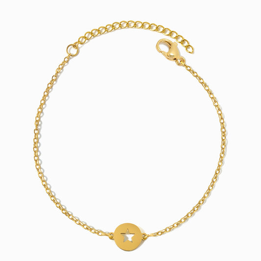 Pulseira com Estrela SL2192 - Aço Inox Dourado