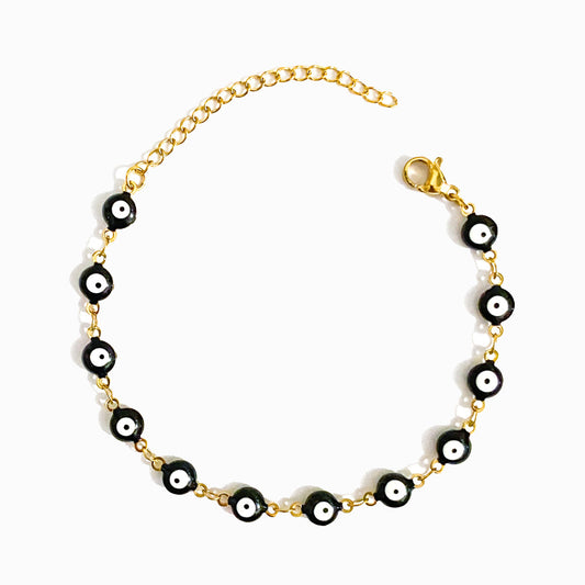 Pulseira com Olho Turco SL2157 - Aço Inox Dourado