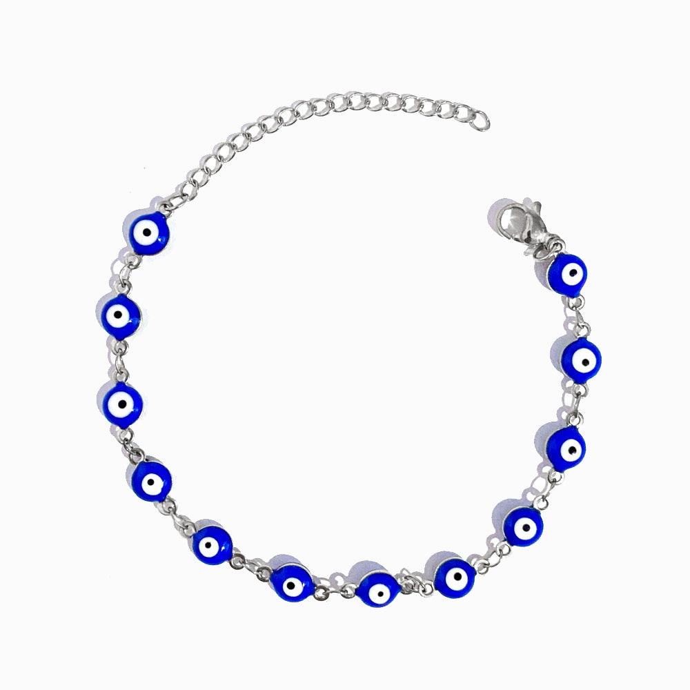 Pulseira com Olho Turco SL2160 - Aço Inox Prateado