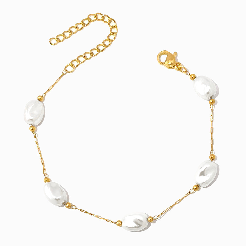 Pulseira com Pérolas Barrocas SL2302 - Aço Inox