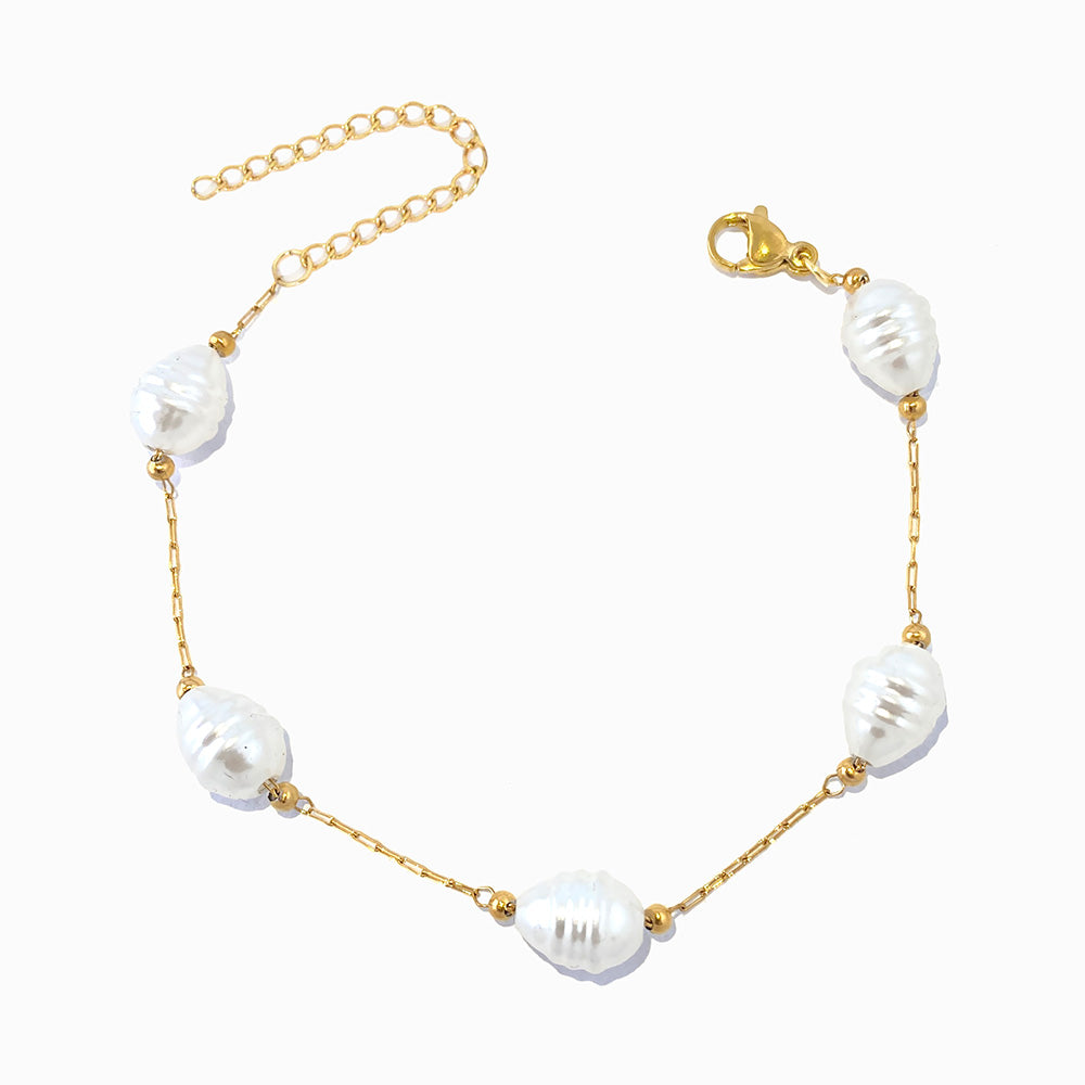 Pulseira com Pérolas Barrocas SL2293 - Aço Inox