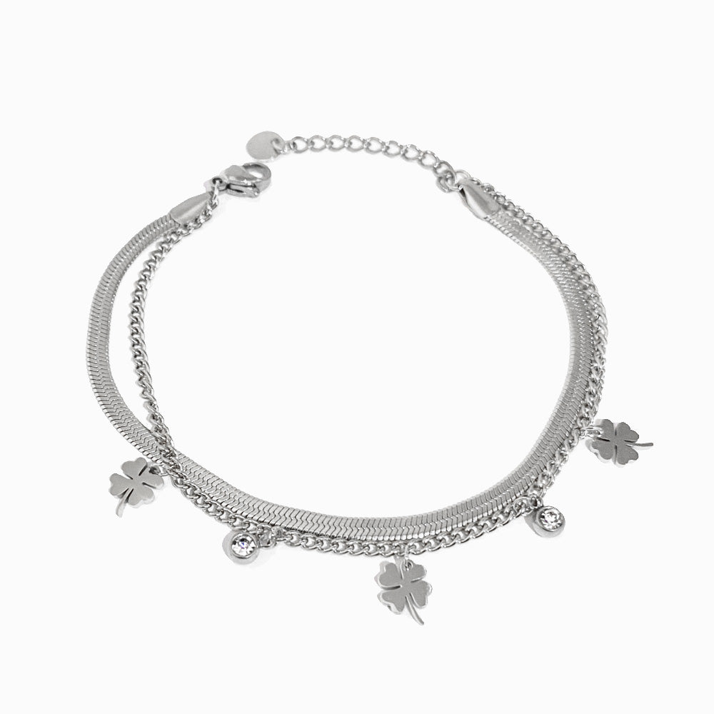 Pulseira Dupla com Árvore da Vida 3mm SL3097 - Aço Inox Prateado