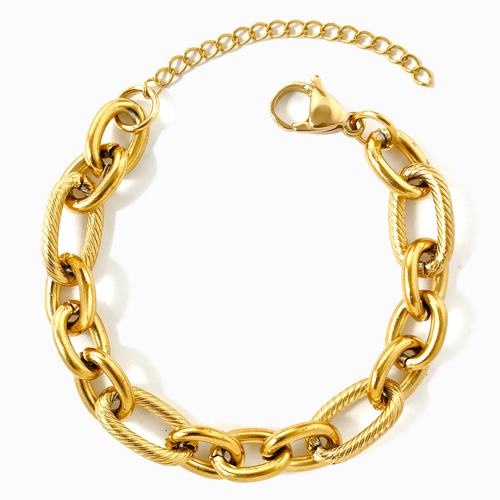 Pulseira Hip Hop SL2194 - Aço Inox Dourado
