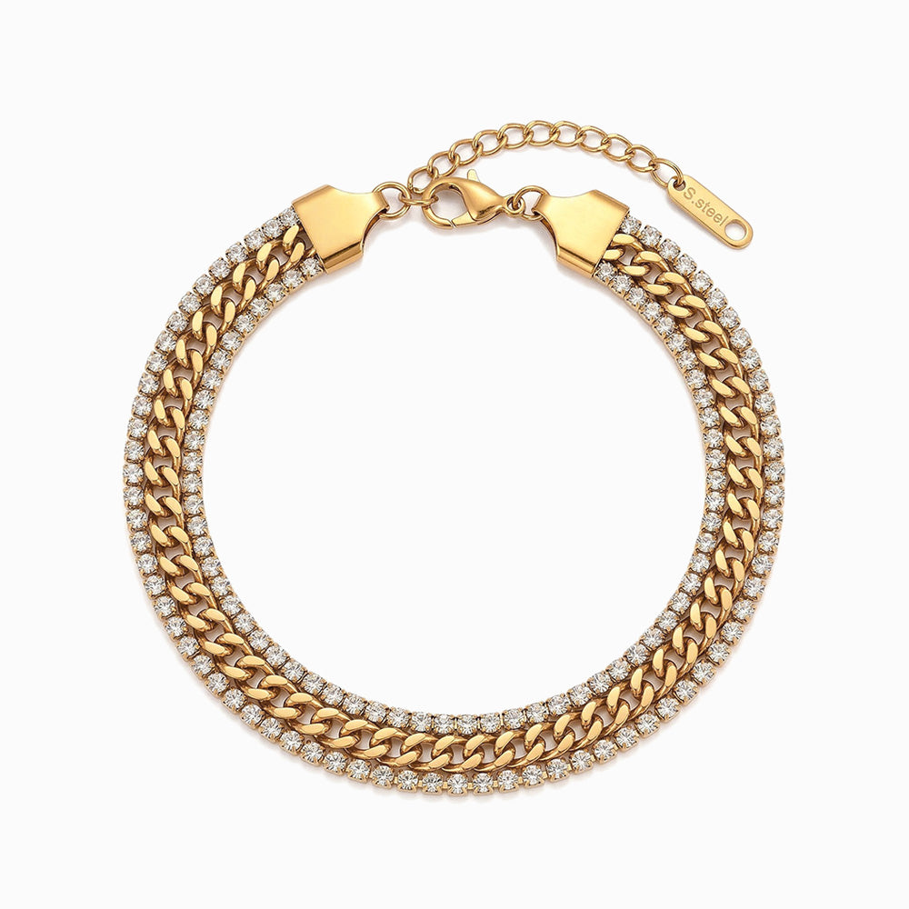 Pulseira com Brilhantes SL2383 - Aço Inox