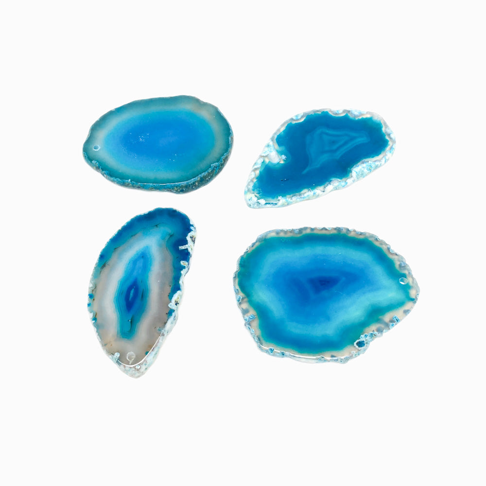 4 Pendentes Chapa de Ágata Azul PN5003