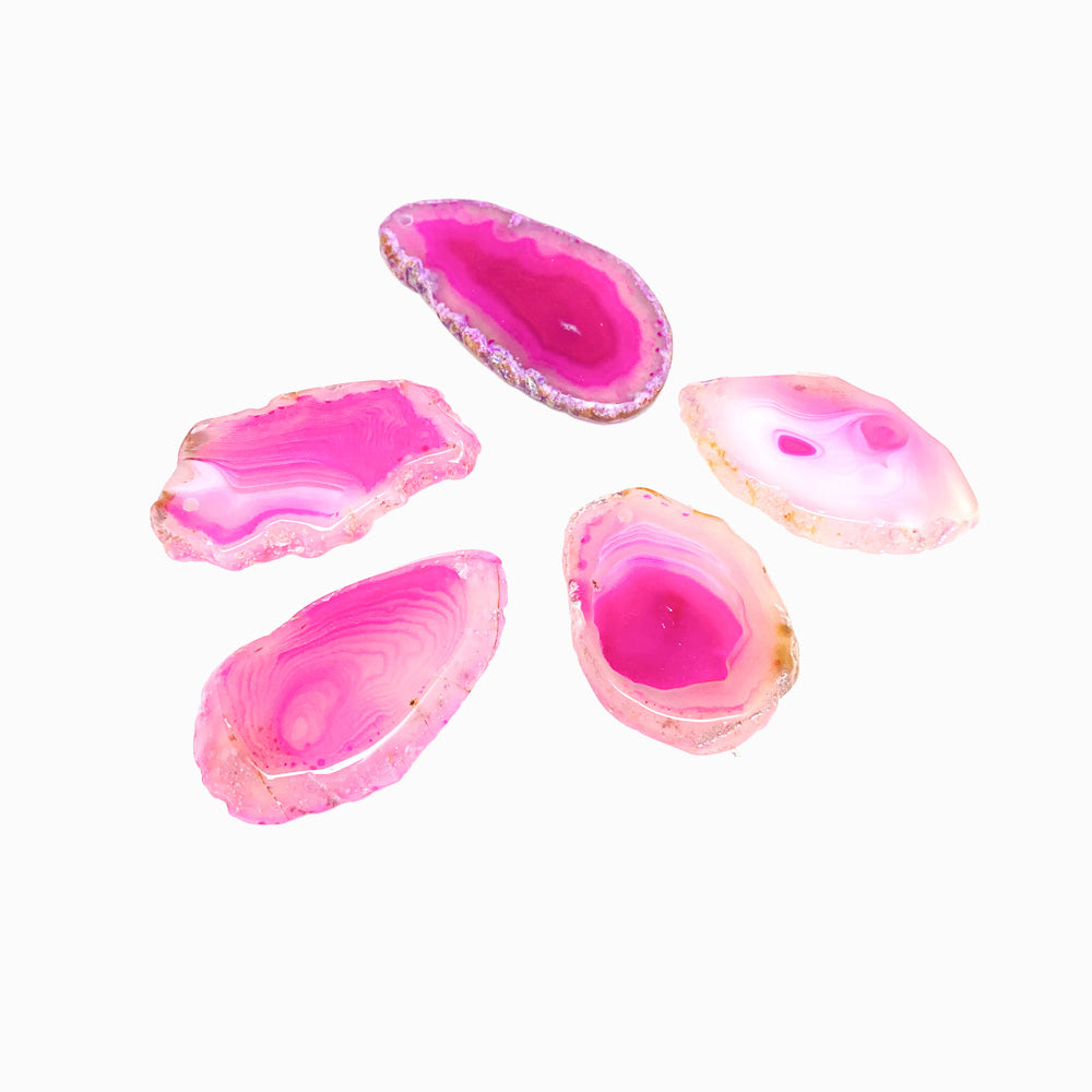 5 Pendentes Chapa de Ágata Rosa Choque PN5005
