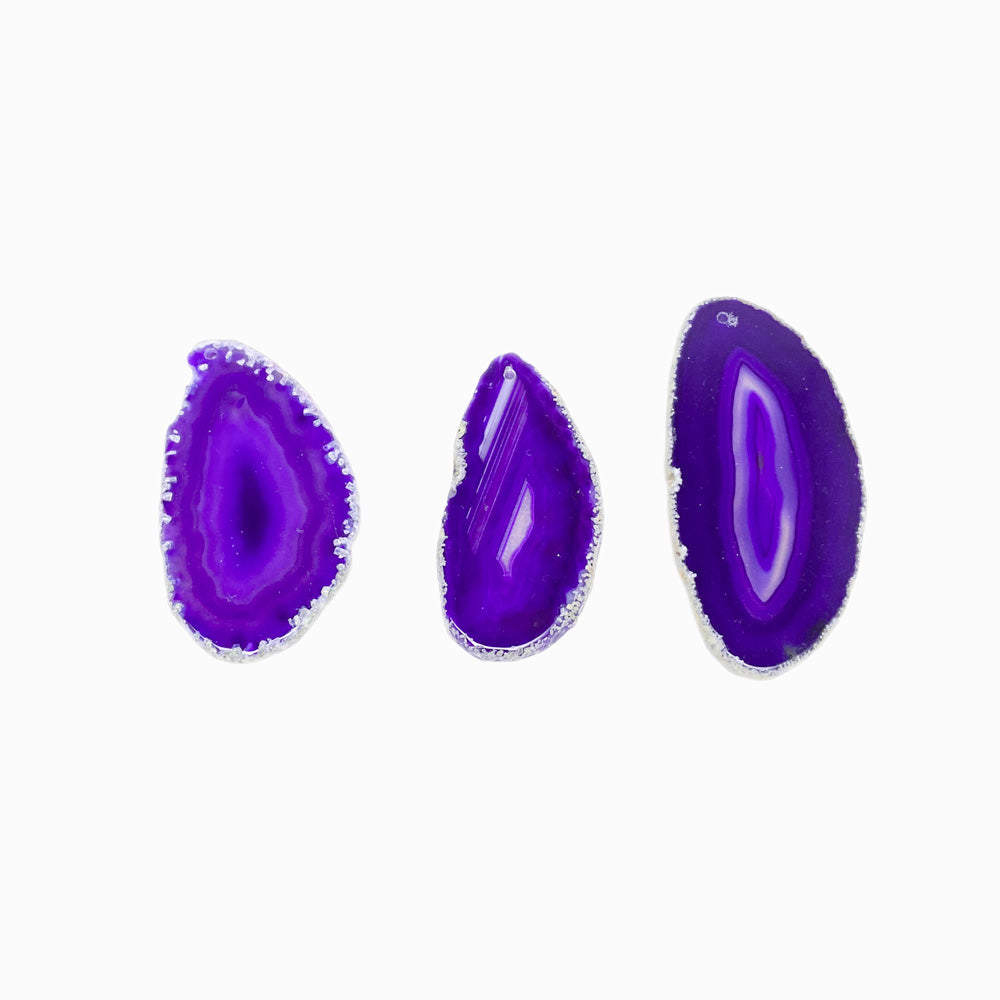 3 Pendentes Chapa de Ágata Roxo PN5004