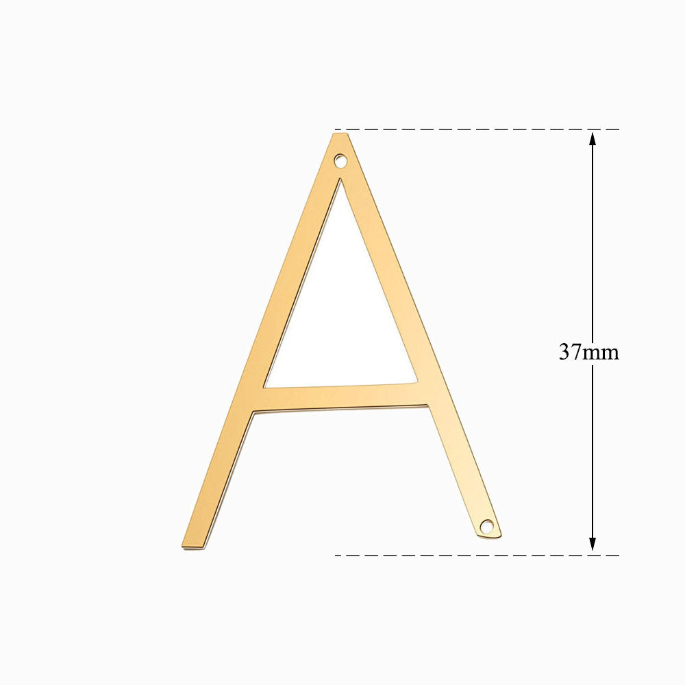 Pendente Letra A Aço Inox Dourado com Medida